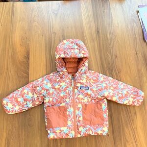 Patagonia Reversible Down hoodie jacket Rust/floral 6-12 months